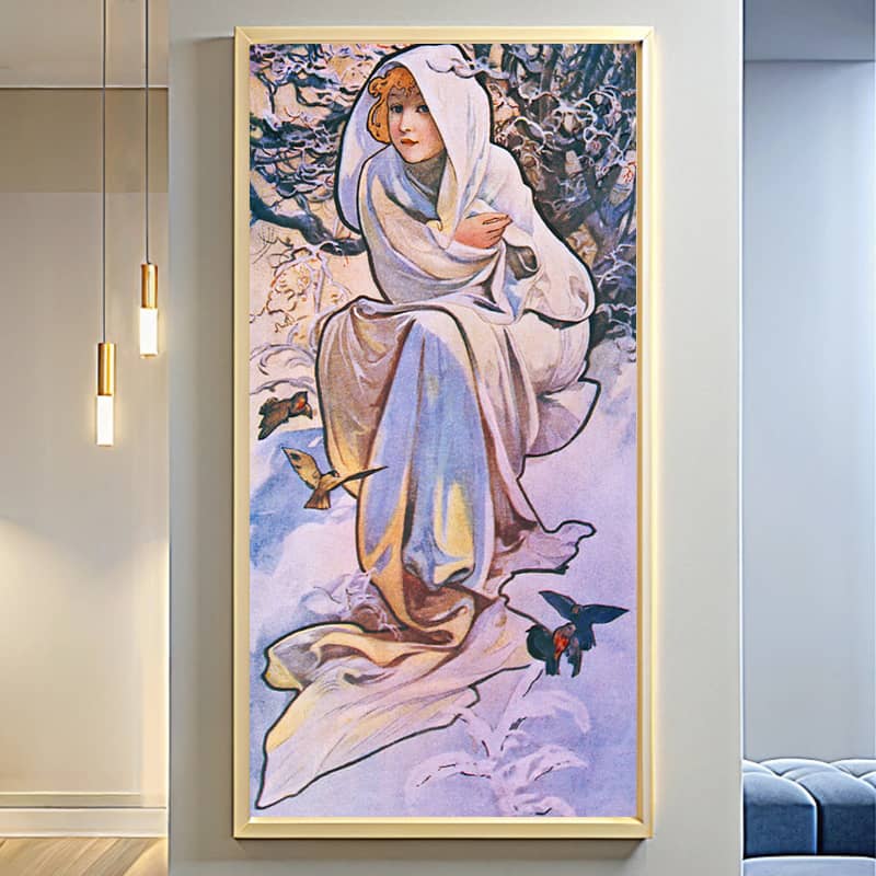 Winter by Alphonse Mucha 1897 Paint by Numbers Kit – Famous on Extra Large Canvas