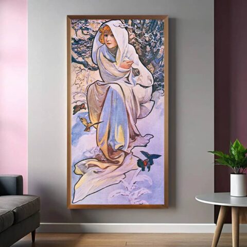 Winter by Alphonse Mucha 1897 Paint by Numbers – Famous on Extra Large Canvas
