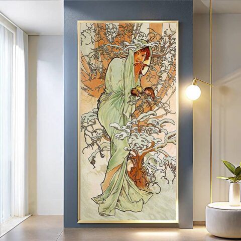 Winter by Alphonse Mucha Paint by Numbers - Famous Art on Large Canvas