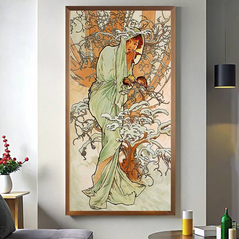 Winter by Alphonse Mucha Paint by Numbers Kit - Famous Art on Large Canvas