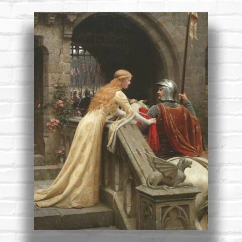 God Speed by Edmund Leighton Paint by Numbers - Famous Medieval Romance Art