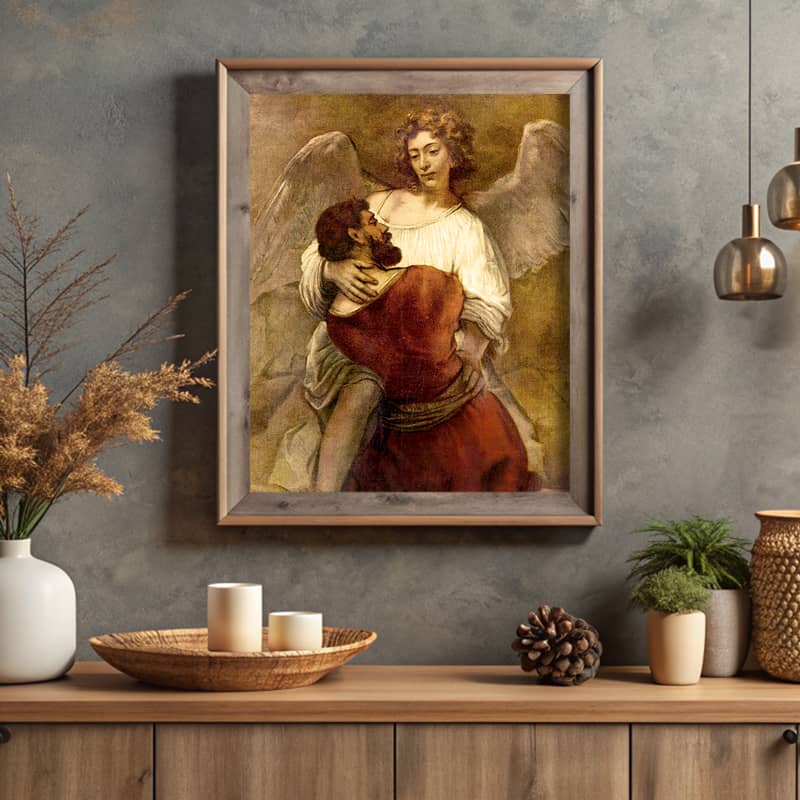 Jacob Wrestling with the Angel by Rembrandt Paint by Numbers – Religious Wall Art