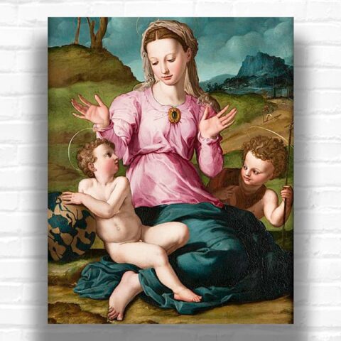 Madonna and Child with Saint John the Baptist by Agnolo Bronzino Paint by Number