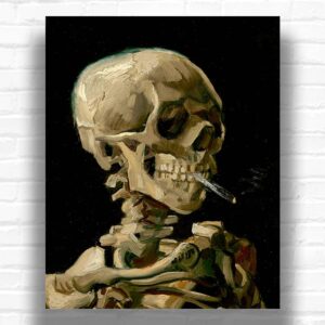 Skull with a Burning Cigarette by Van Gogh Paint by Number - Famous Skeleton Art
