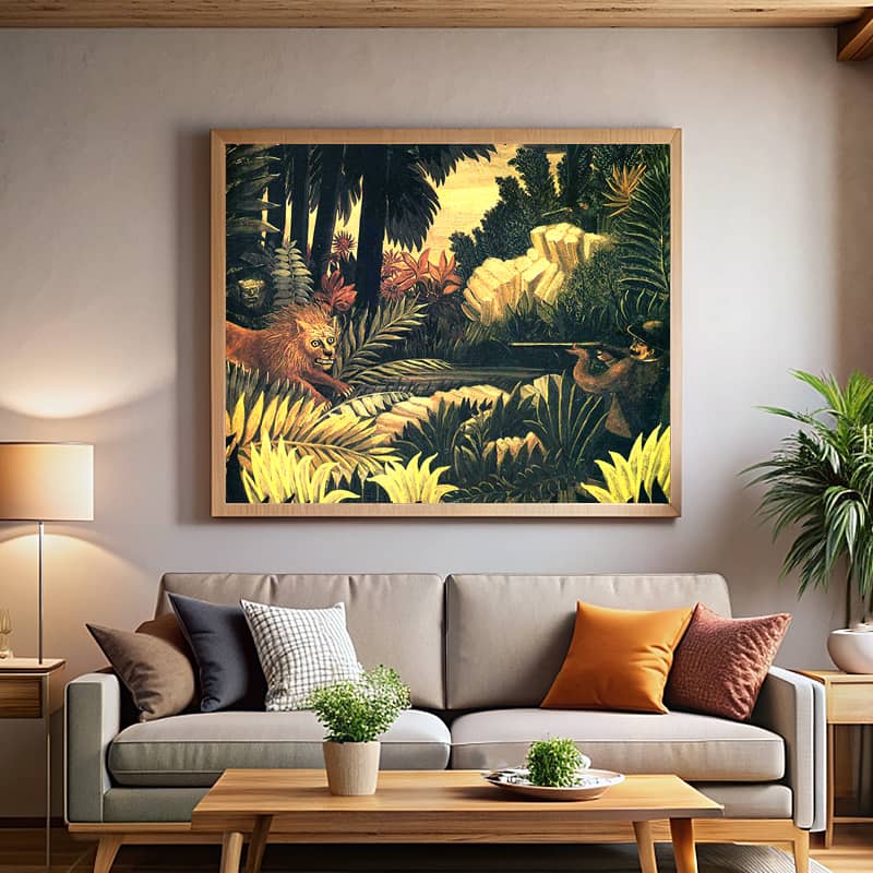 The Lion Hunter by Henri Rousseau Paint by Number - Famous Jungle Wildlife Art