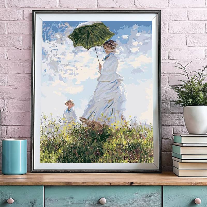 Woman with a Parasol – Madame Monet and Her Son by Monet - Paint by Numbers Kit